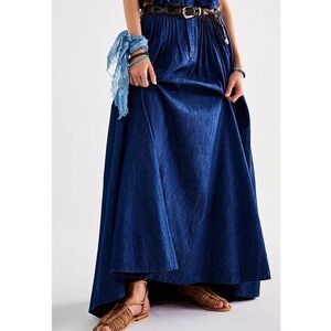 Free People Deep Blue Maxi Skirt